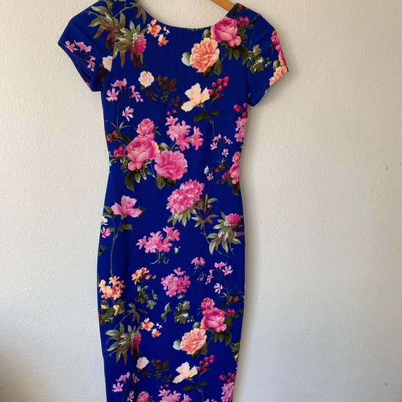 Vava voom pink rose royal blue midi dress Xs - Picture 3 of 16